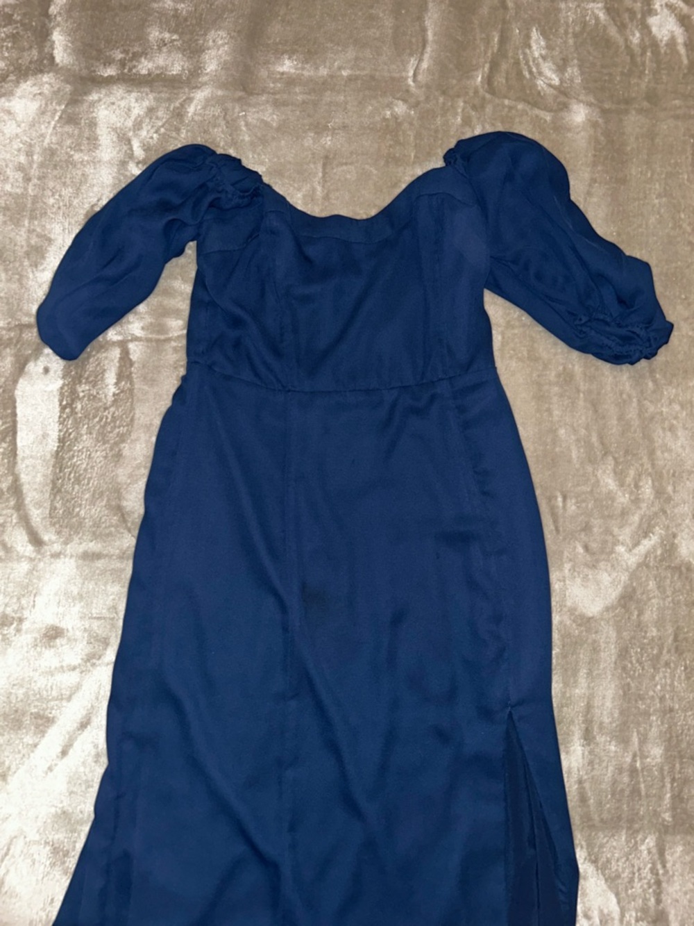 Abercrombie & Fitch Navy Off-Shoulder Maxi Dress with Side Slit M - Picture 3 of 10